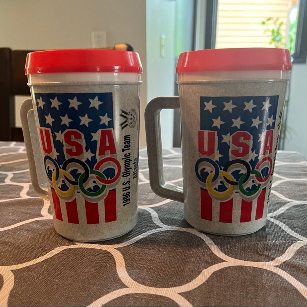 1996 U.S.A. Olympic Team Atlanta 22 oz Insulated drink mugs with lids set of 2